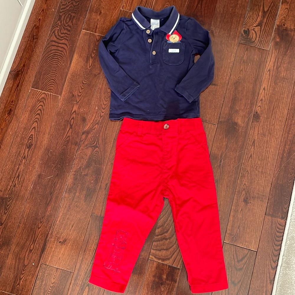 Paddington themed toddler pant and shirt set 12-18 months